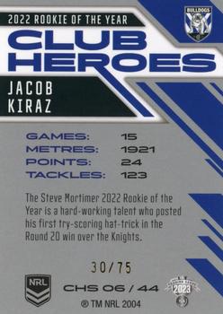 2023 NRL Traders Titanium - Club Heroes Silver #CHS06 Jacob Kiraz Back